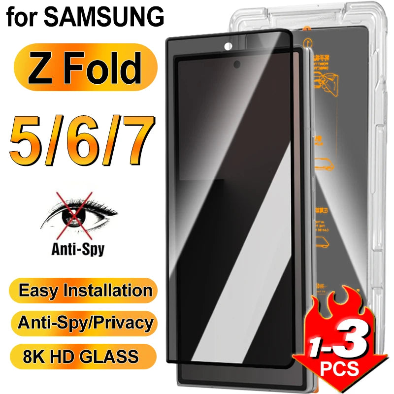 Privacy Screen Protector Anto-installation for Samsung Galaxy Z Fold 8 7 6 5 Anti-Spy Back Tempered Glass For Z Fold8 Ultra