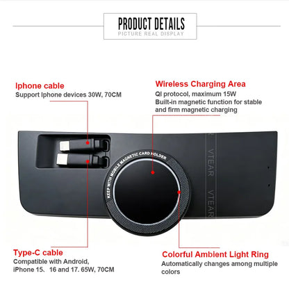 For Audi A4 B8/A5/RS4/RS5 2008-2015 Magnetic Car Wireless Charger with Expansion Cable Fast Cellphone Charging Adapter Parts