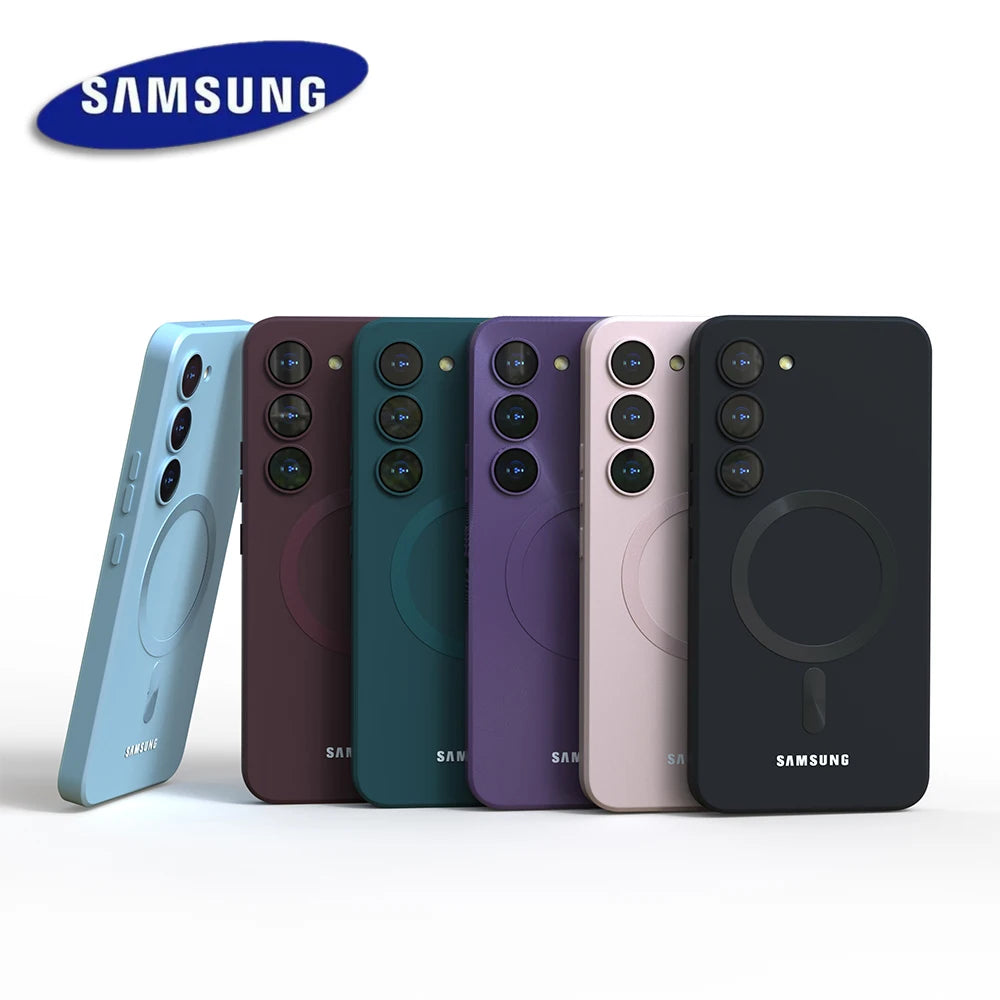 For Samsung Galaxy S25 S26 S24 S23 S 25 Ultra Plus FE For Magsafe Magnetic Wireless Charge Case Soft Cases Liquid Silicone Cover