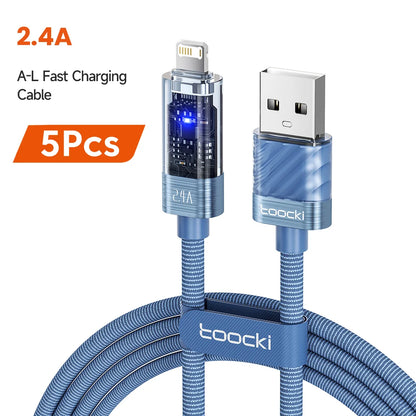 Toocki USB A to Lightning Cable 2.4A Smart Auto Power-off Fast Charging Data Wire for iPhone 14 13 12 11 Pro Max XS 8 7 SE iPad