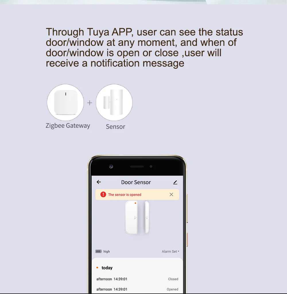 Tuya WiFi Smart Door and Window Sensor Wireless Contact Detector for Home Automation and Security System Door Sensor