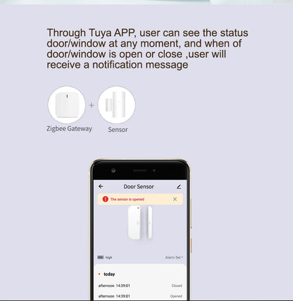 Tuya WiFi Smart Door and Window Sensor Wireless Contact Detector for Home Automation and Security System Door Sensor