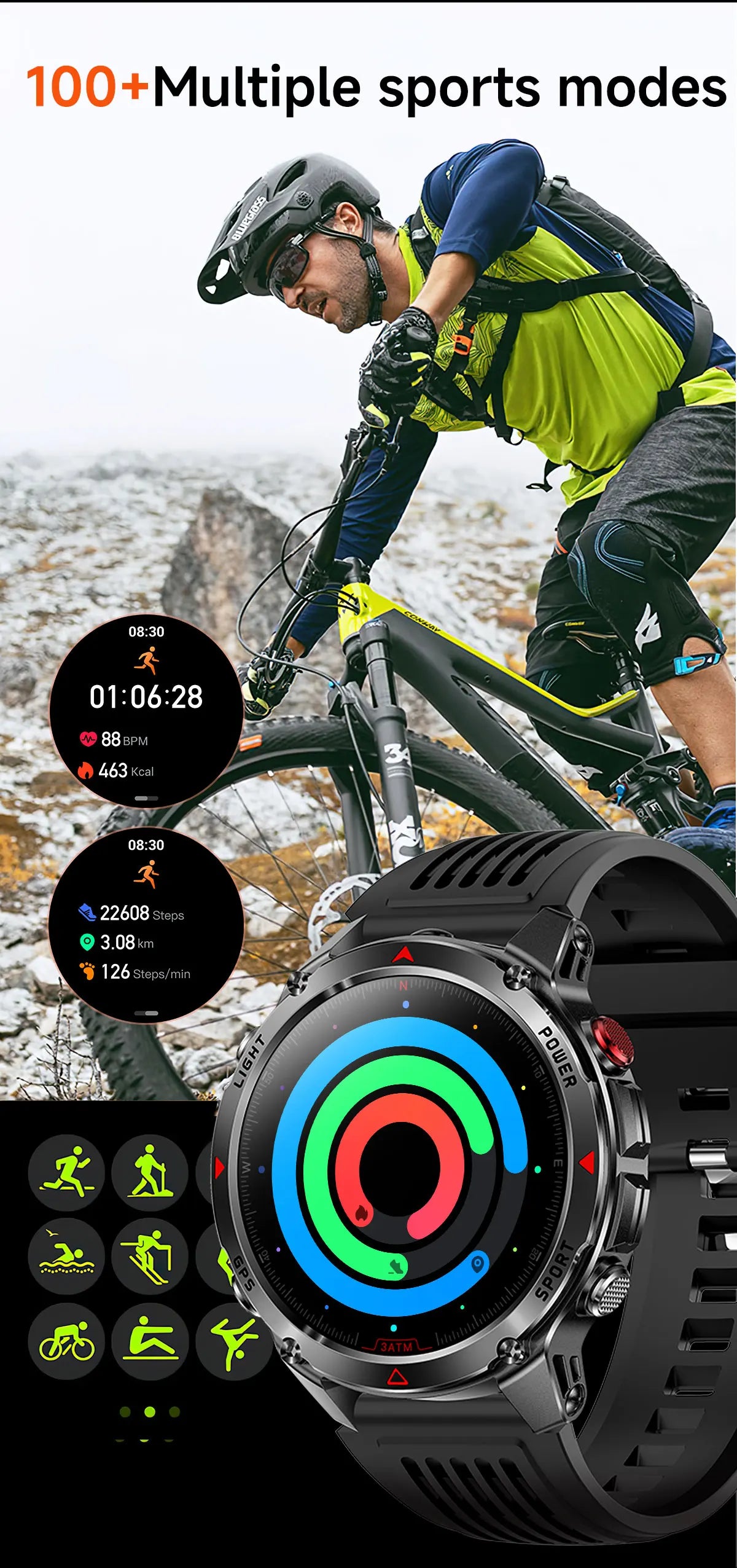 2026 New GPS Map Navigation Smart Watch Men Women Amoled Screen 3ATM Waterproof Sport SmartWatch Compass NFC BT Call Watches Men