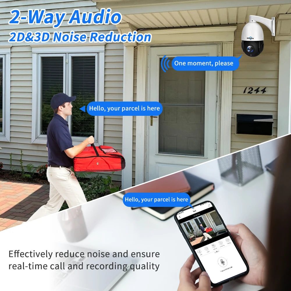 Hiseeu 8MP PTZ POE Camera 30X Optical Zoom Outdoor 2-Way Audio Color Night Vision Street Surveillance IP Camera IP66 Waterproof
