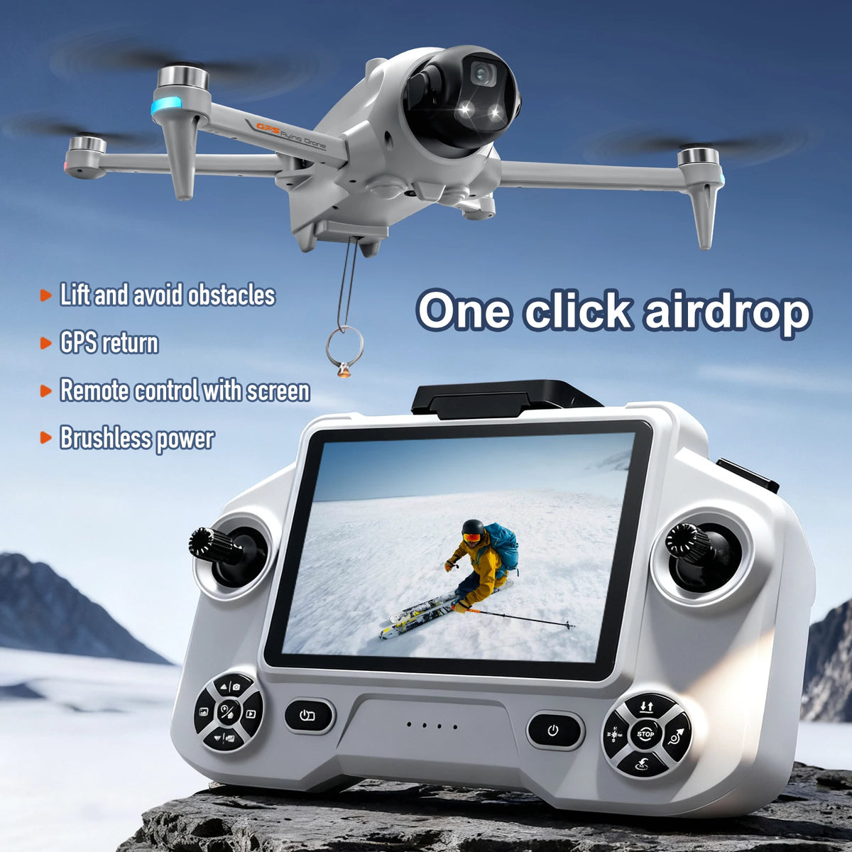 ZNLYRION YL059 GPS Foldable Drone With Large Screen Remote 180 Electric Adjustable Camera All Round Obstacle Avoidance Brushless Motor 5G FPV RC Quadcopter