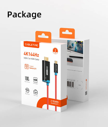 CABLETIME Switch 2 Dock Station Portable TV Dock 4K144Hz USB C to HDMI Cable  PD 100W Adapter Prefect Switch 2/1 OLED for PS4/5