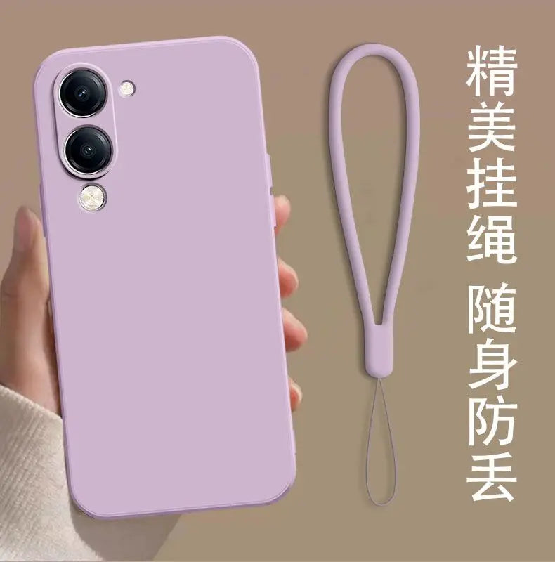 For VIVO Y29S Y19 5G Y04 Y19e 4G Case Simple Skin-friendly Silicone Lanyard Cover for VIVo Y29 s Anti-slip Shockproof Funda
