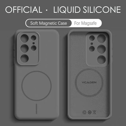 Solid Color For Magsafe Magnetic Wireless Charging Soft Silicone Phone Case For Samsung Galaxy S26 S25 Ultra  S23 S24 S22 Cover