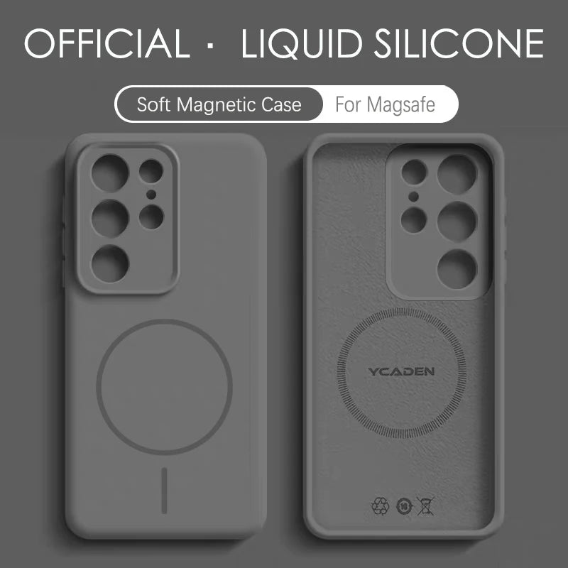 Solid Color For Magsafe Magnetic Wireless Charging Soft Silicone Phone Case For Samsung Galaxy S26 S25 Ultra  S23 S24 S22 Cover