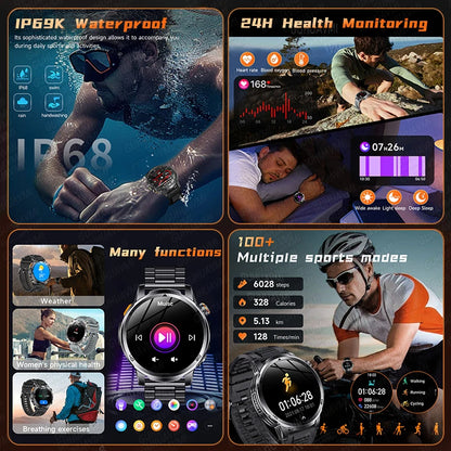 2026 Military T-Rex 3 Smart Watch Fitness Clock Men 466*466 AMOLED Screen 1000mAh Battery Flashlight Call Waterproof Smartwatchs