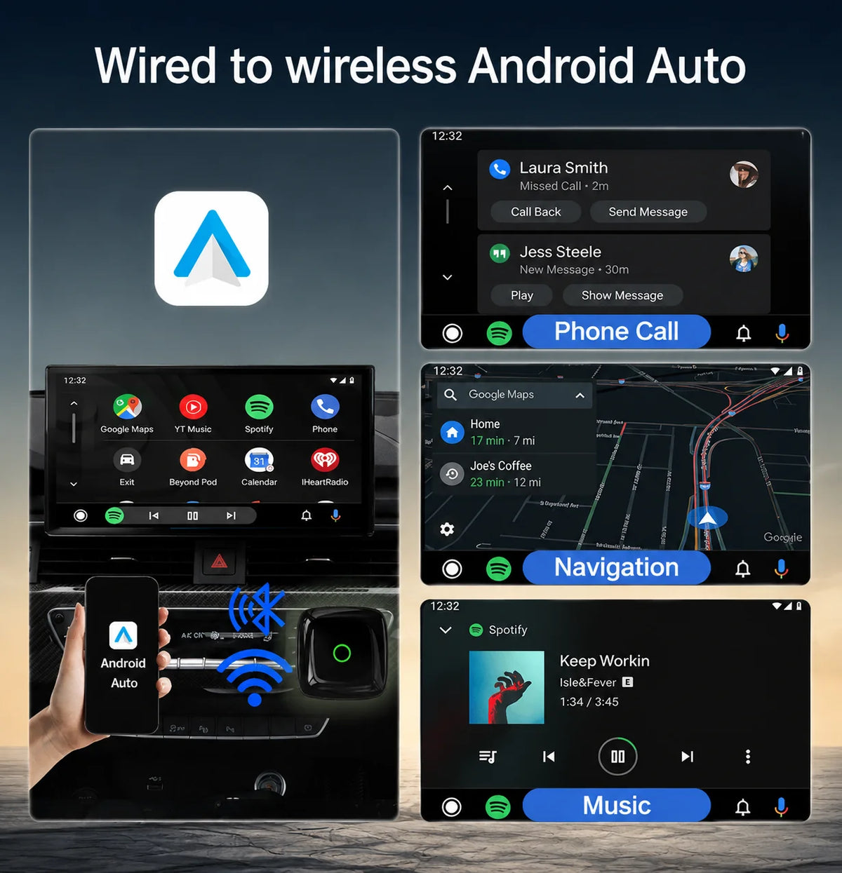 DRNVIYNC 2026 Wireless CarPlay Adapter 2-in-1 Wired to Wireless Dongle for Apple & Android Auto Plug and Play Universal Car Accessory