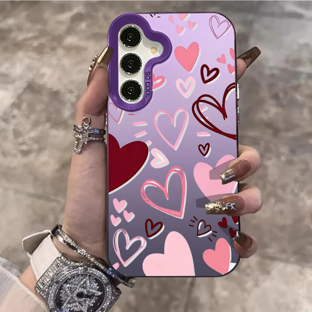 Modern Romance Hearts Phone Case For Samsung Galaxy S26 S25 S24 S23 S22 Ultra Plus A56 A55 A54 A53 A36 A35 IMD Shockproof Cover
