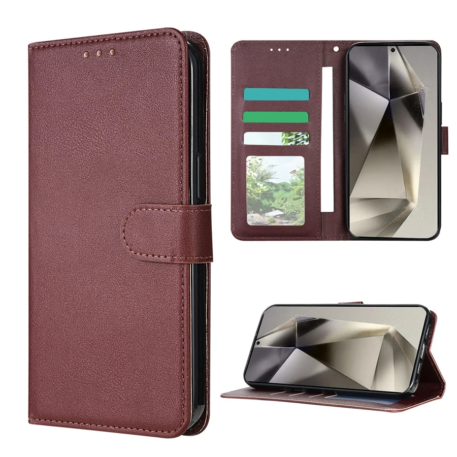 Wallet With Card Slot Magnetic Flip Leather Case For Samsung Galaxy S25 FE S24 Ultra S23 S22 S21 S20 FE S10 Plus S9 Card Bag