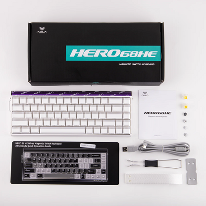 AULA Hero68 HE 65% ANSI US Layout Hot-Swap Wired Magnetic Gaming Keyboard 8kHZ Rapid Hall Effect Switch RGB Backlight Light Box