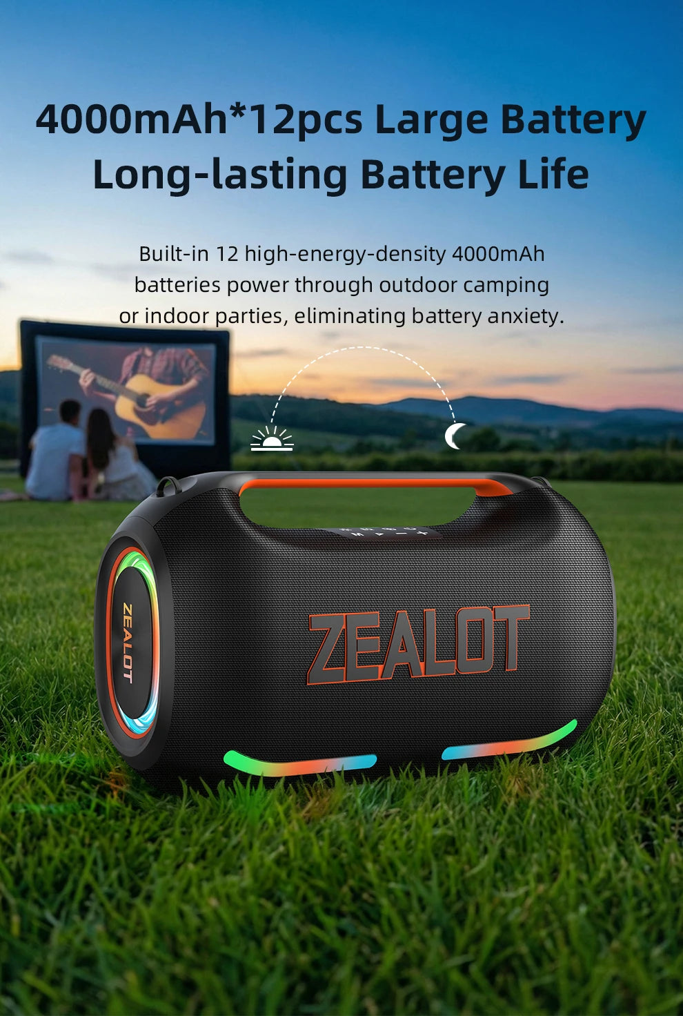 ZEALOT ZE41 250W Bluetooth Subwoofer | 48000mAh Long-Lasting Battery, RGB Lights, OTG Recording, Smart APP Control