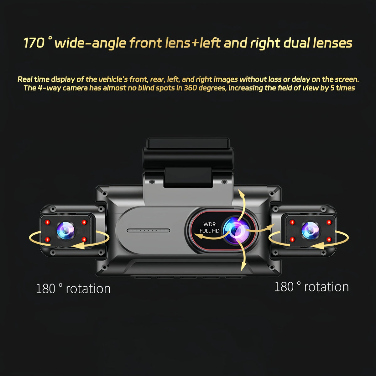 3-4 Channel WiFi Dash Cam, 1080P Full HD, APP WiFi Control, 3.5" Screen, HD Night Vision, 24H Parking Surveillance