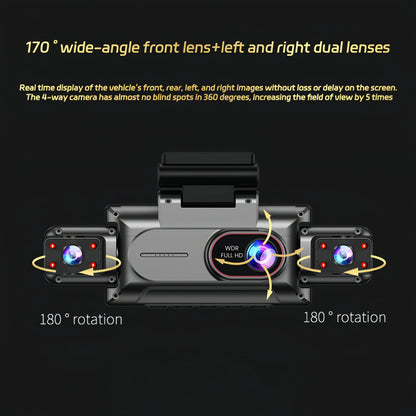 3-4 Channel WiFi Dash Cam, 1080P Full HD, APP WiFi Control, 3.5" Screen, HD Night Vision, 24H Parking Surveillance