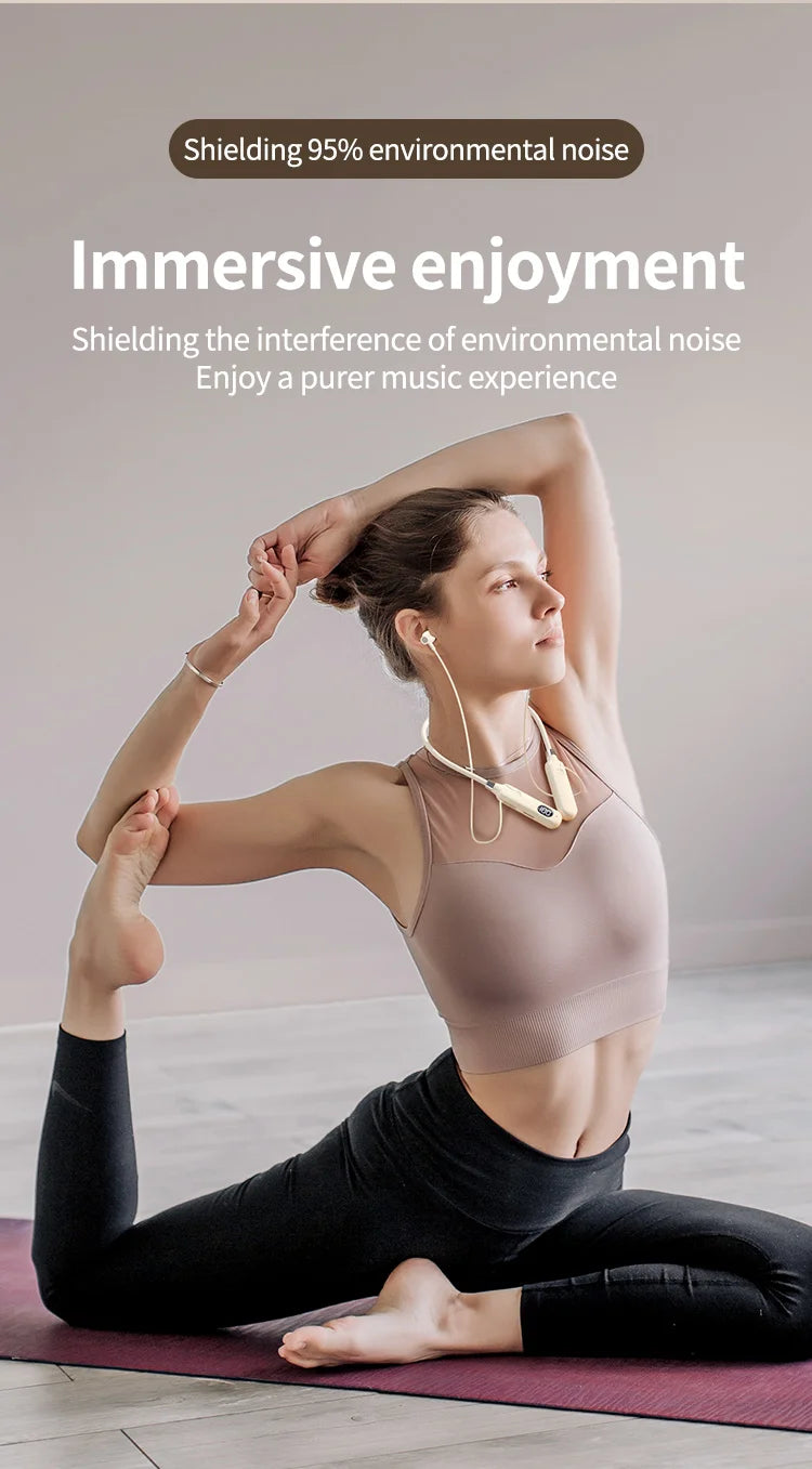 BT-12 Wireless Bluetooth Earphones Sports Headphones Card Insertion Digital Display Noise Cancelling Headset HiFi Music Earbuds