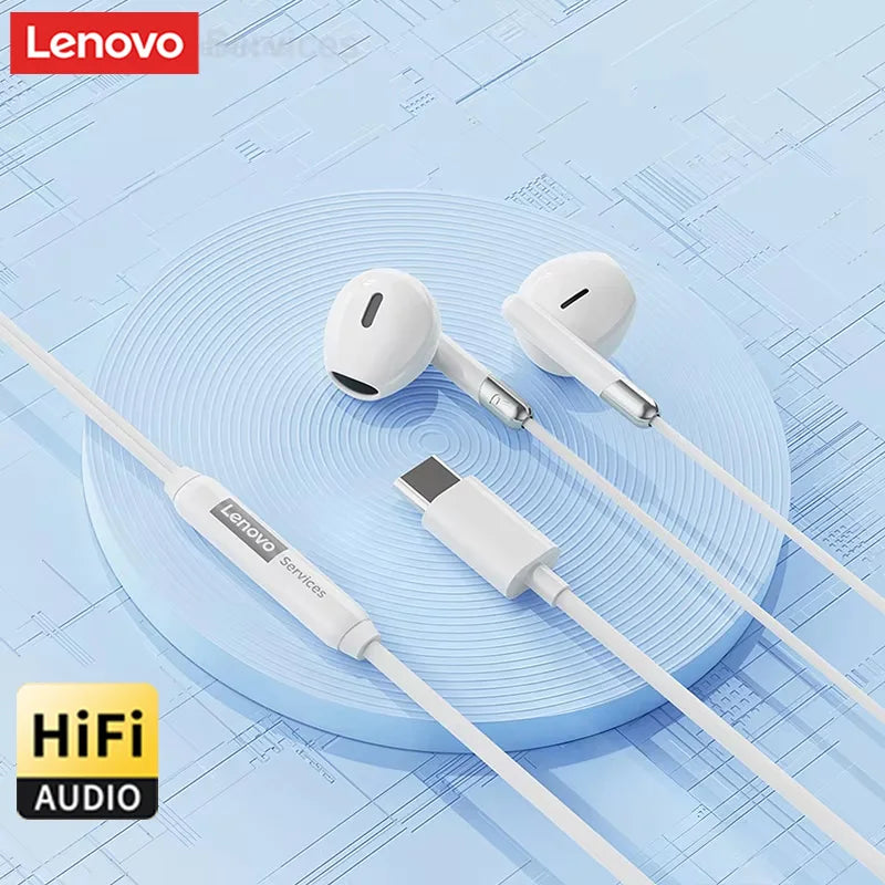 Lenovo Y106 3.5mm TypeC Wired Earphone With Microphone In Ear Wire-controlled Headset HiFi Sound Gaming Earbuds Low Latency New