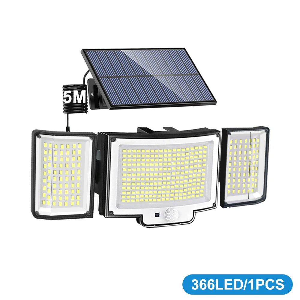 236/366LED Solar Motion Sensor Lights Outdoor Waterproof Solar Floodlight Wall Light 3  Mode Solar Security Lights Garden Yard P