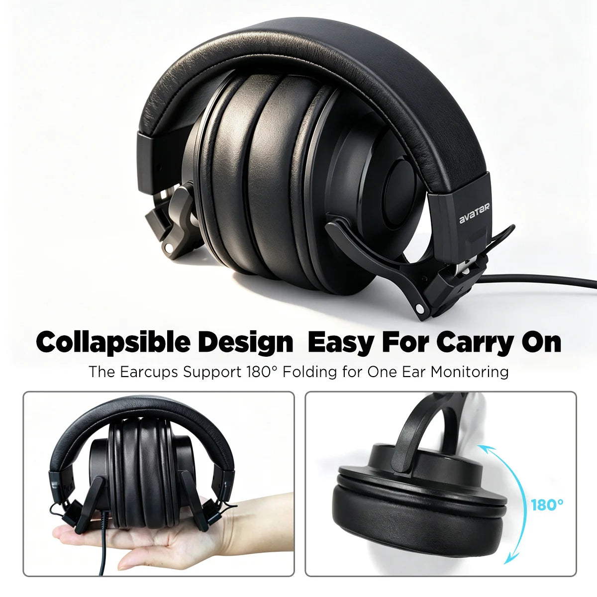 DMH10 Over-Ear Studio Monitor Headphones, Electric Drum Stereo Headphone for Drummers, with Deep Bass, Noise Isolation, 3m Cable