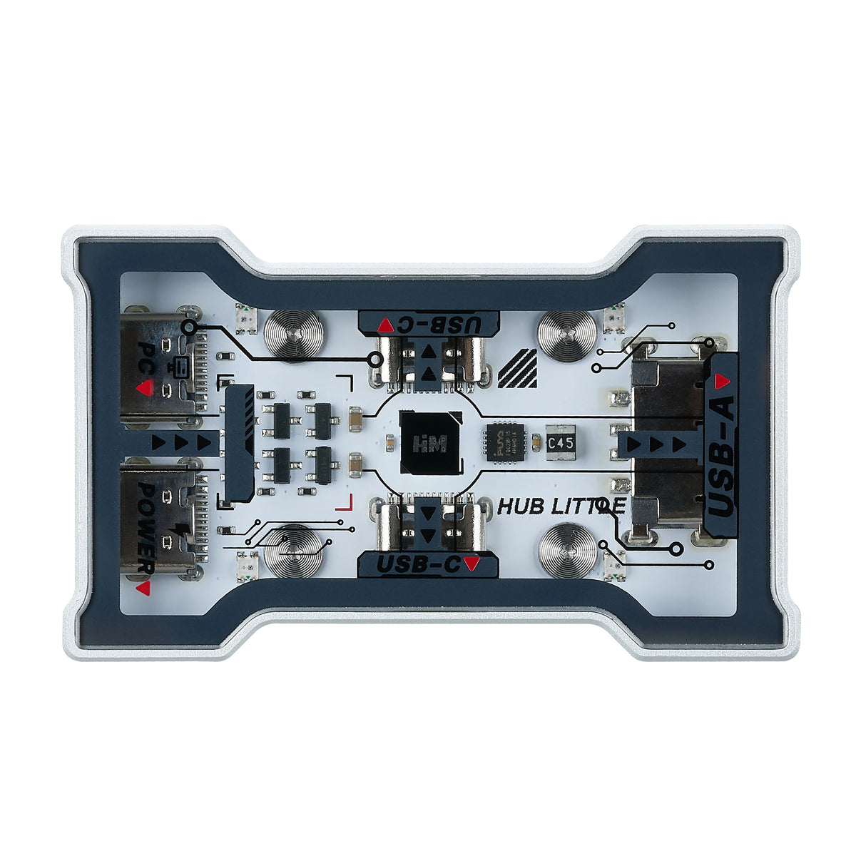 HMLAB Hub-little Gaming USB HUB 1 In 3 Out Portable Desktop Expansion Dock with Aluminum Frame & Double Glass Shell, HMHUB