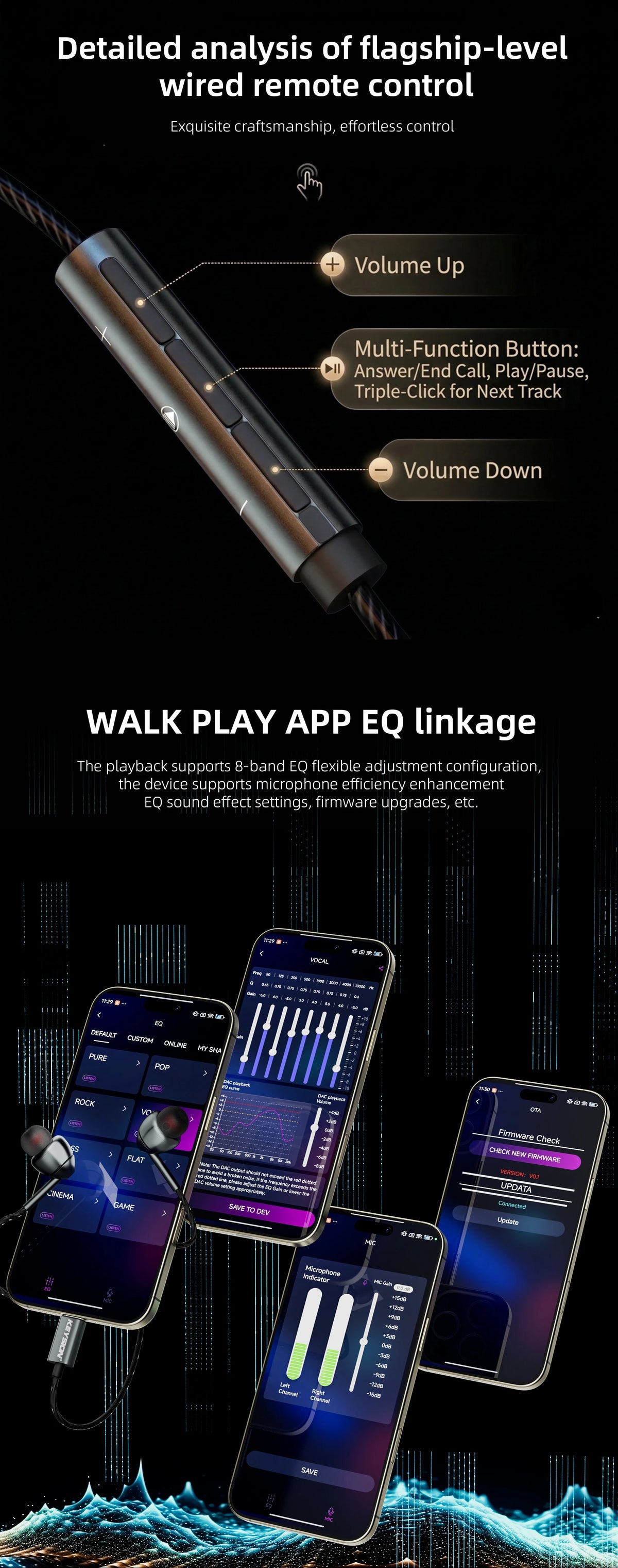 KEYSION Type-C HiFi Game In-Earphone EQ Adjustment 32bit/384kHz DAC Hardware Decoding Heaphone USBC Phone Wired Headset with Mic