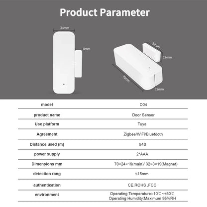 Tuya Zigbee Door Sensor Contact Sensor Open Closed Detector Smart Home Alarm Security Protection Work with Smart Life