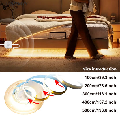 Human Motion Sensor Cob Light Strip, Flowing Motion Sensor Led Light Strip, Usb-Powered Flexible Light Strip, Wall-Mounted Design, Sensor-Activated Lighting, Lights up When People Approach, Turns Off When People Leave, Flowin