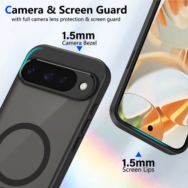 Solid Color Frosted Soft Border Translucent Hard PC Phone Case For Google Pixel 10 Pro XL 10A 9A For Magsafe Magnetic Back Cover
