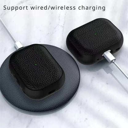 Leather Texture Case For Apple Airpods 1 2 3 4 Pro air pods Wrieless Bluetooth Earphone Protective Cover Anti-lost Headphone Bag
