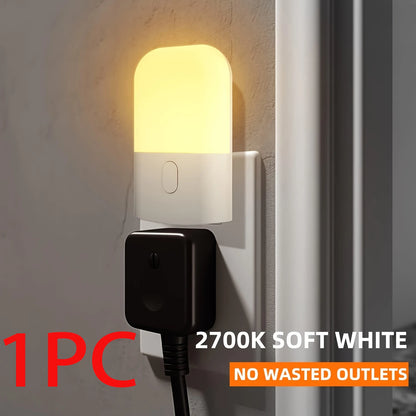 1/2 Set EU Plug in LED Light Sensor Night Lights for Kids Bedroom Auto Dusk to Dawn Sensor Dimmable Wireless Cabinet Lamp