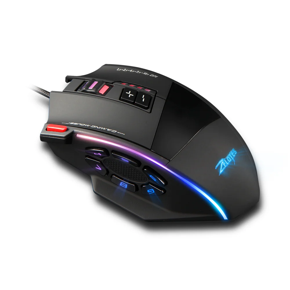 ZELOTES C13 Wired Mouse 10000DPI Programmable Gaming Mouse 13 Buttons RGB Light Laser Mouse for Gamer Computer PC Laptop