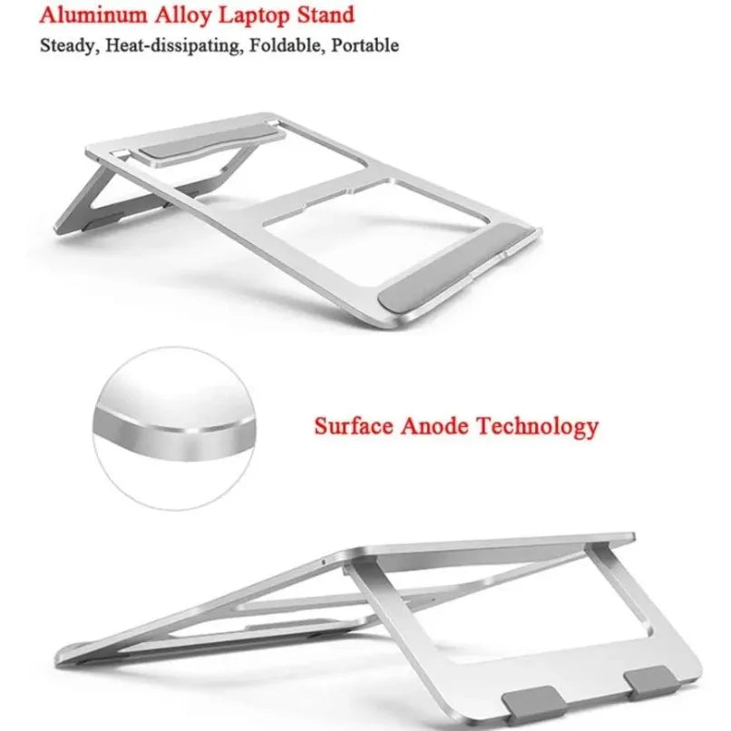 Ergonomic Aluminum Alloy Laptop Stand Foldable Adjustable Desktop Riser Cooler Bracket for 10-17 Inch MacBook Notebook PC Holder