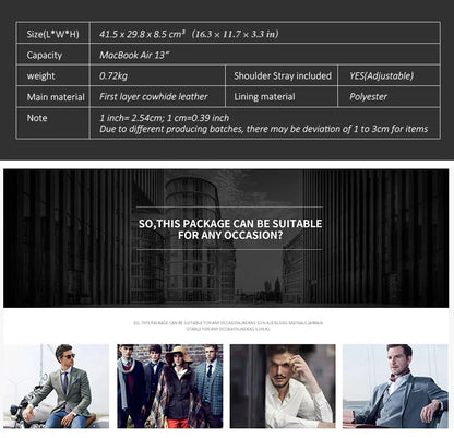 Genuine Leahther Men Briefcase Portable Office Handbag for Laptop Bag High Quality Business Messenger Shoulder Bags Travelling