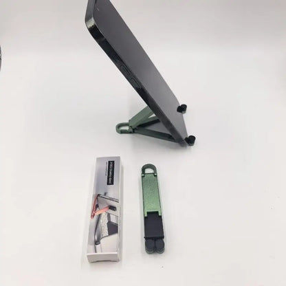 (.) Mini Foldable Keychain Phone Stand Multi-Angle Adjustable Lightweight Hands-Free Cell Phone Holder For Travel Desk