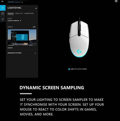 Logitech G203 Prodigy Wired Gaming Mouse 8000 DPI RGB Lighting 6 Buttons On-Board Memory 2.1m Cable Windows ChromeOS