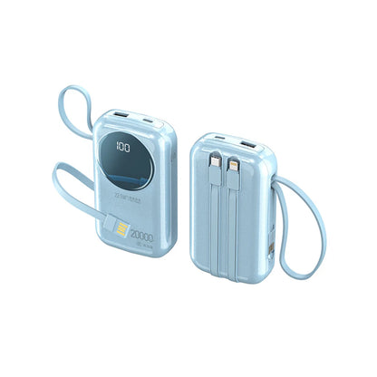 CCC Certified 20000mAh Mini Power Bank, 22.5W PD Fast Charging Built-in Cable, Portable Charger for iPhone Samsung Airplane Safe