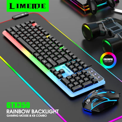 NG GTX350 Gaming Keyboard Mouse Combos Computer Laptop Backlight Gamer Kit LED Wired Usb Keyboard GTX350 Set-Black