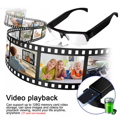 KEBIDUMEI Smart Camera Glasses 1080P HD Portable Wearable Audio&Video Recorder Eyeglass Support TF Card for Meeting Cycling Vlog