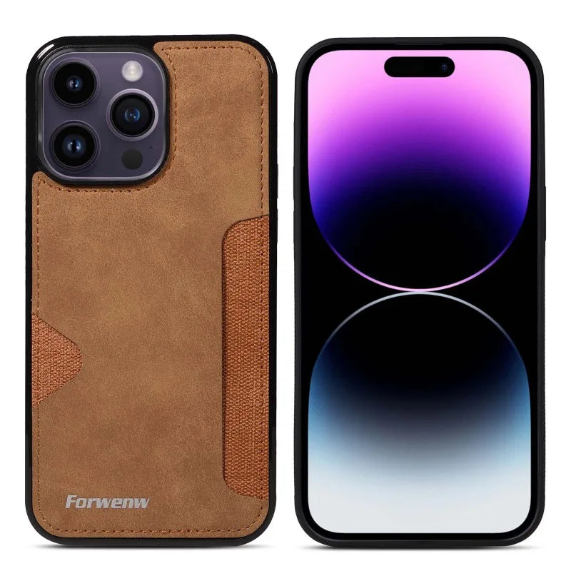 Retro Card Holder Phone Case for iPhone 18 17 16 15 14 13 12 11 Pro Max 17E Air XS XR SE 7 8 Plus Busines Wallet Leather Cover