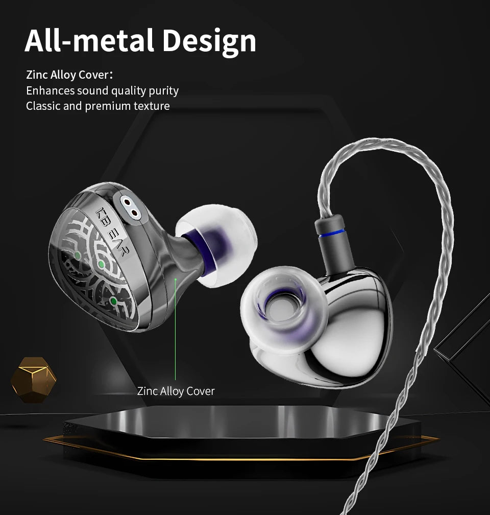KBEAR TBX Tourbillon X IEMS In-Earphone Wired Headphones 10mm CVD-Coated Carbon Fiber Diaphragm Deep Bass Gaming Headset