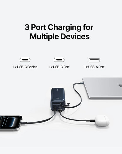 Baseus 100W 20000mAh Power Bank Retractable USB-C Cable for iPhone 18 Duo 17 Pro Max Samsung S26 Portable Charger for Laptop