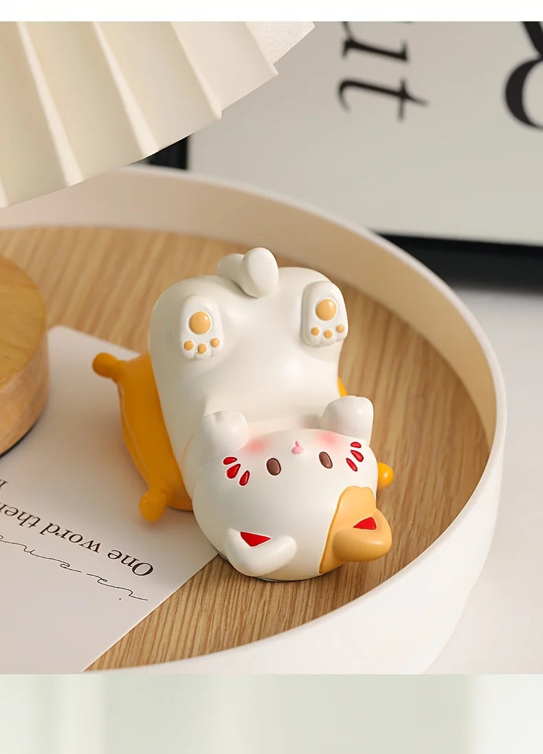 Cute Cartoon Cat Desktop Ornaments Phone Stand Creative Desk Decor for Office Home Kawaii Cat Glasses Storage Holder