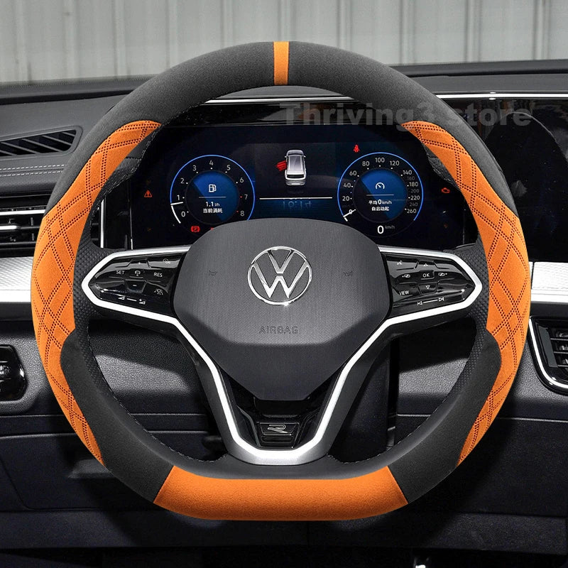 Suede Warm Car Steering Wheel Cover For Volkswagen Passat B8 B9 Tavendor Taos 2025 Heating Covers For Covers Auto Accessories
