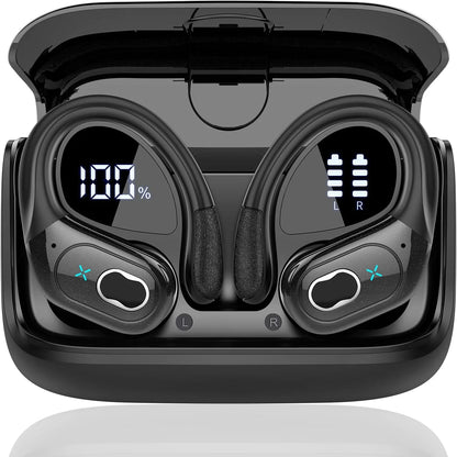 Wireless Earbuds 5.4 Bluetooth Headphones Sports Ear Buds with Earhooks 75H Playtime Wireless Headphones for Workout Waterproof
