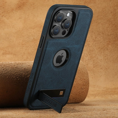For Magsafe Invisible Bracket Cover For iPhone 12 13 14 15 16 17 18 Pro Max Magnetic Leather Phone Case For IPhone 17 18 Pro Max