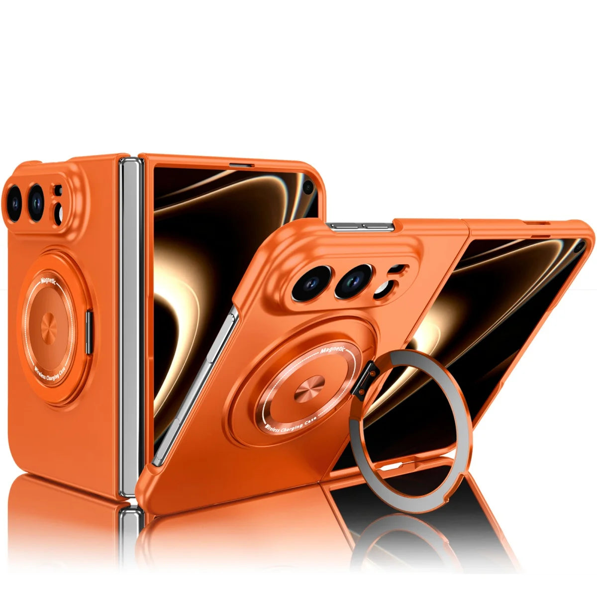 Luxury for Magsafe Wireless Charging Rotating Magnetic Stand Phone Case for IPhone Duo 18 Fold Lens Protector Shockproof Cover
