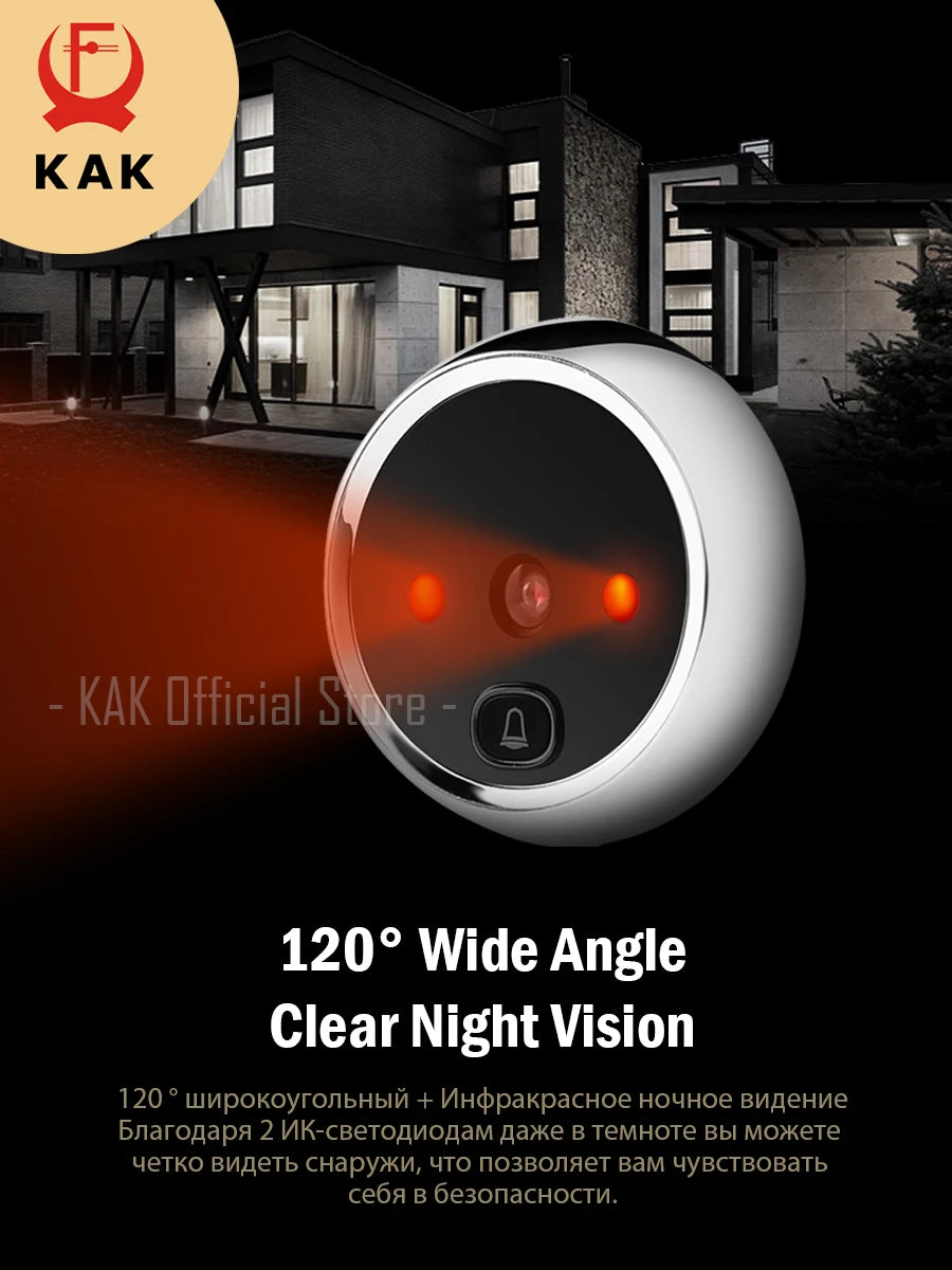 KAK 2.8" Electronic Door Viewer Camera Smart Peephole Doorbell Clear Night Vision Door Camera Photo Record Digital Door Viewer