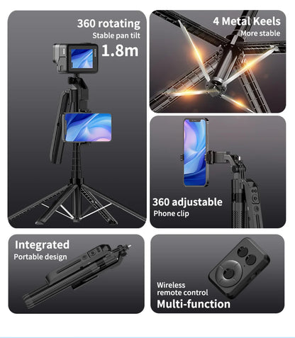 COOL DIER C12 AI Tracking Gimbal Tripod Gimbal Stabilizer Wireless Selfie Stick Foldable Holder With Bluetooth Shutter For Live